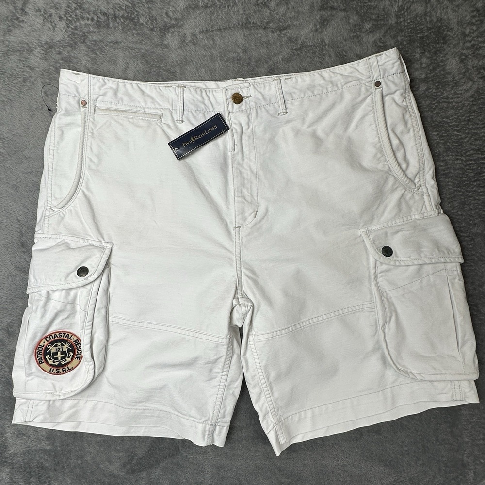 Polo Ralph Lauren USRL Cargo Shorts Mens 40 White Coastal Patrol Rescue VTG Tag